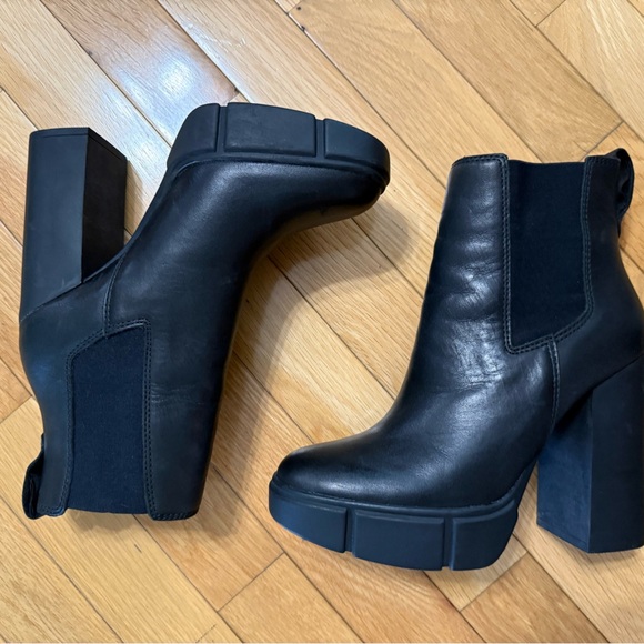 Steve Madden vertex high ankle boots in black leather Chunky Grunge Goth 6.5 - Picture 9 of 11